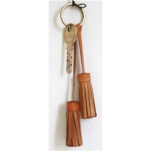 Genuine Leather Tassels with Key Chain Light Brown
