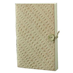 Hand Tooled  Embossed Leather Notebook with tie around-cream