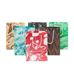 MEDIUM OIL MARBLE RECYCLED PAPER GIFT BAGS ASSORTED (SET OF 6)